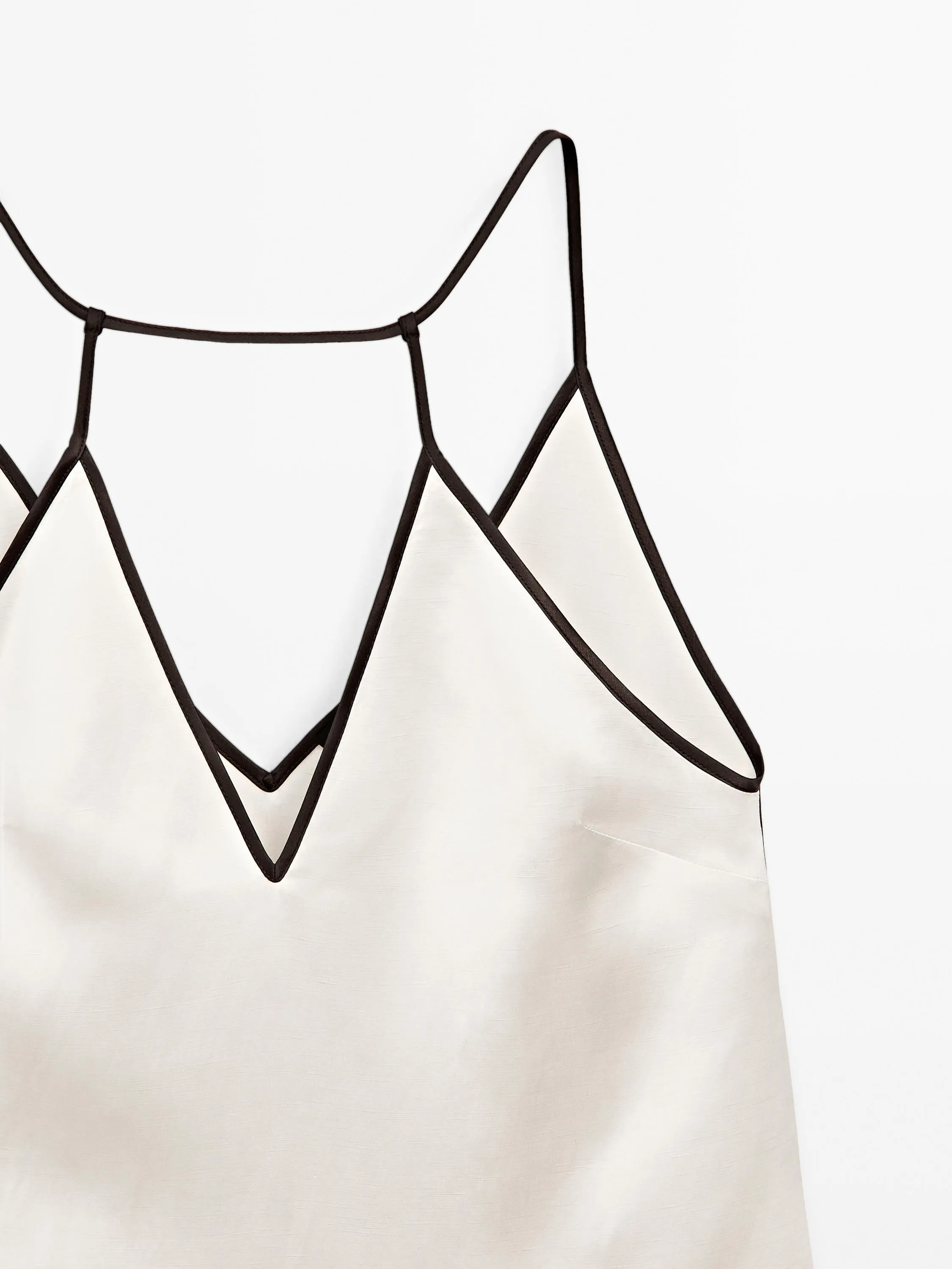 Satin halter top with trims