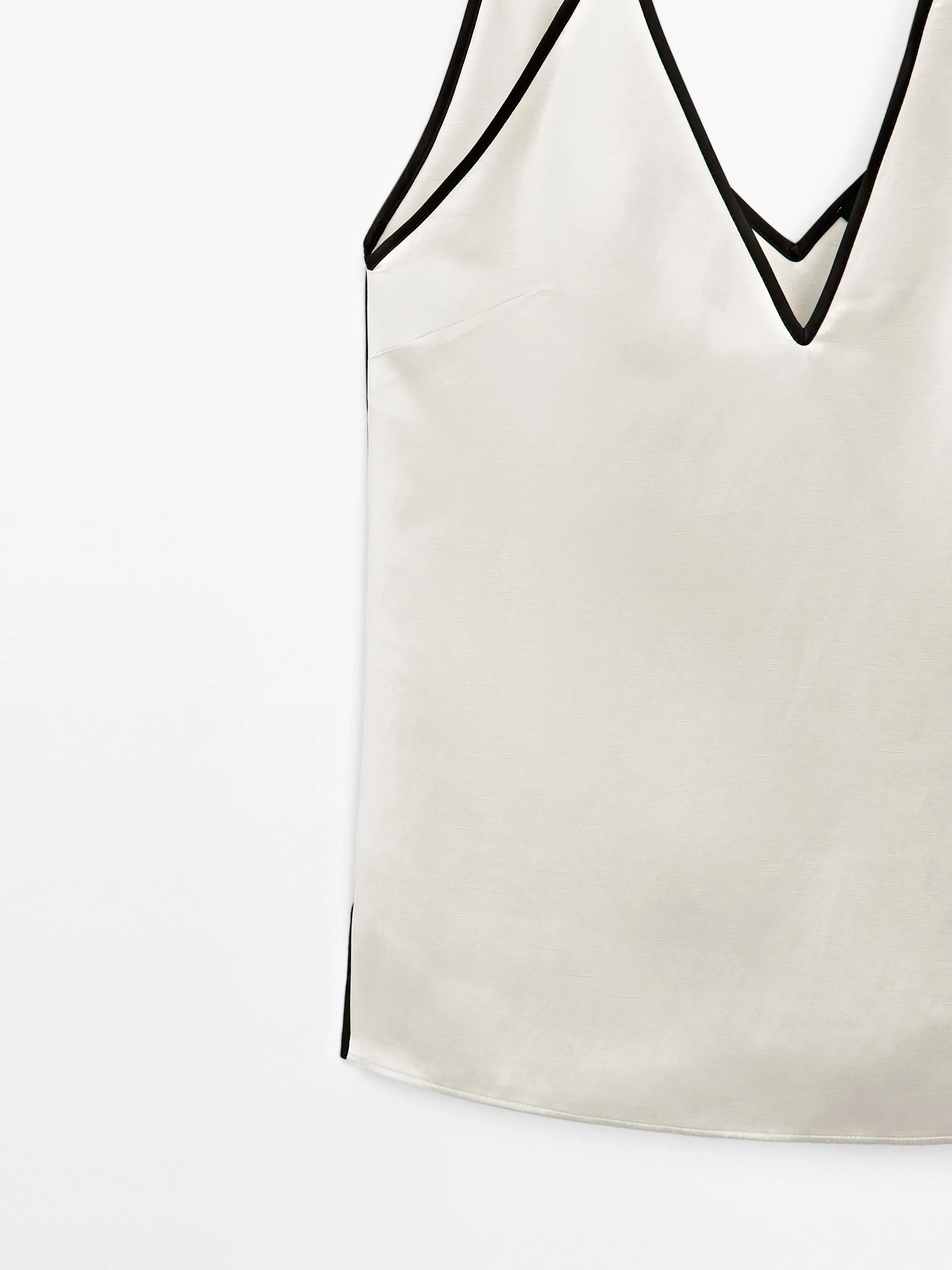 Satin halter top with trims