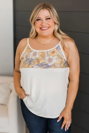 Seasons Have Changed Tank Top- Ivory & Yellow