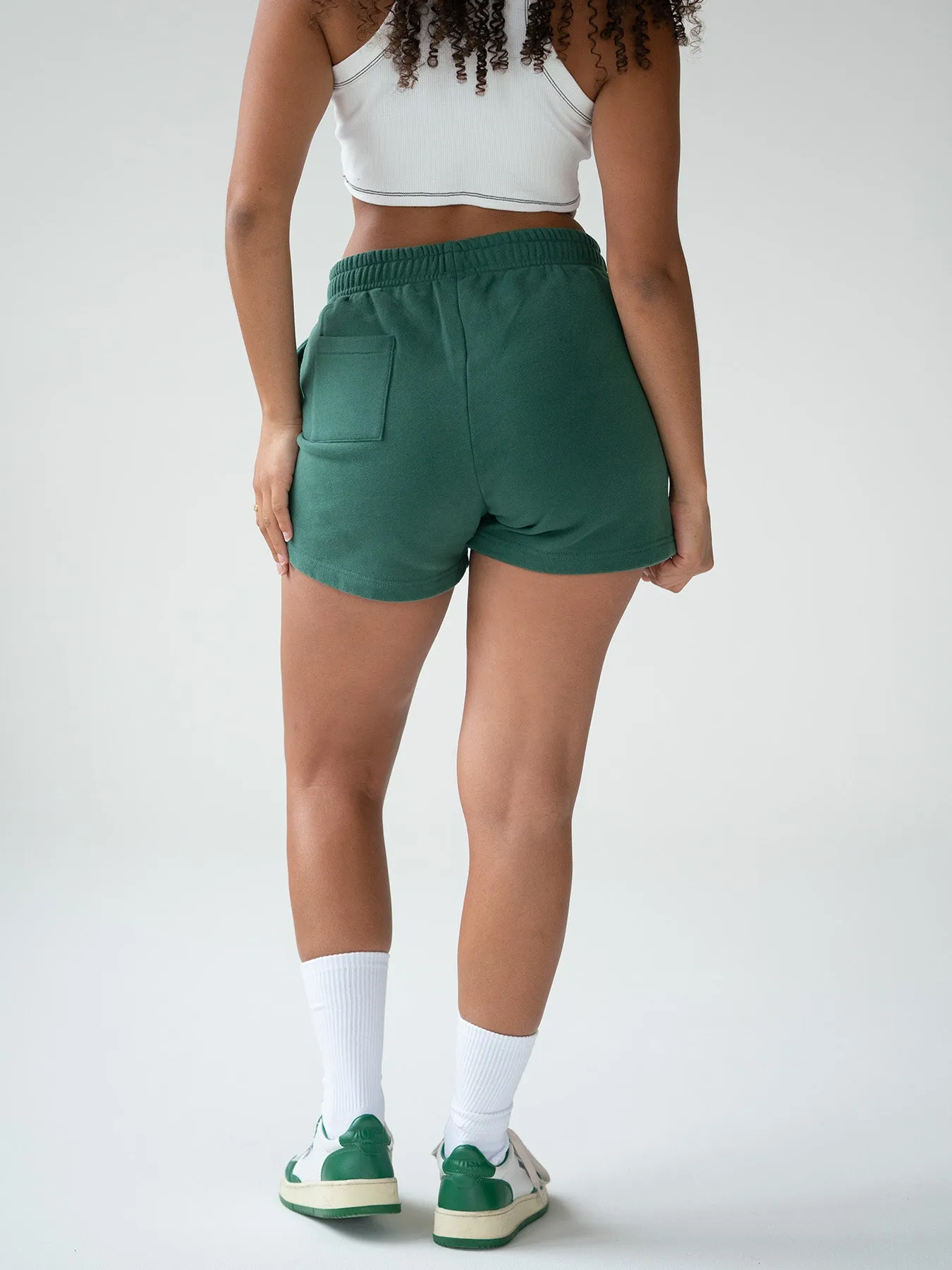SET - ESSENTIALS - ZIPPER HOODIE AND SHORTS • FOREST GREEN
