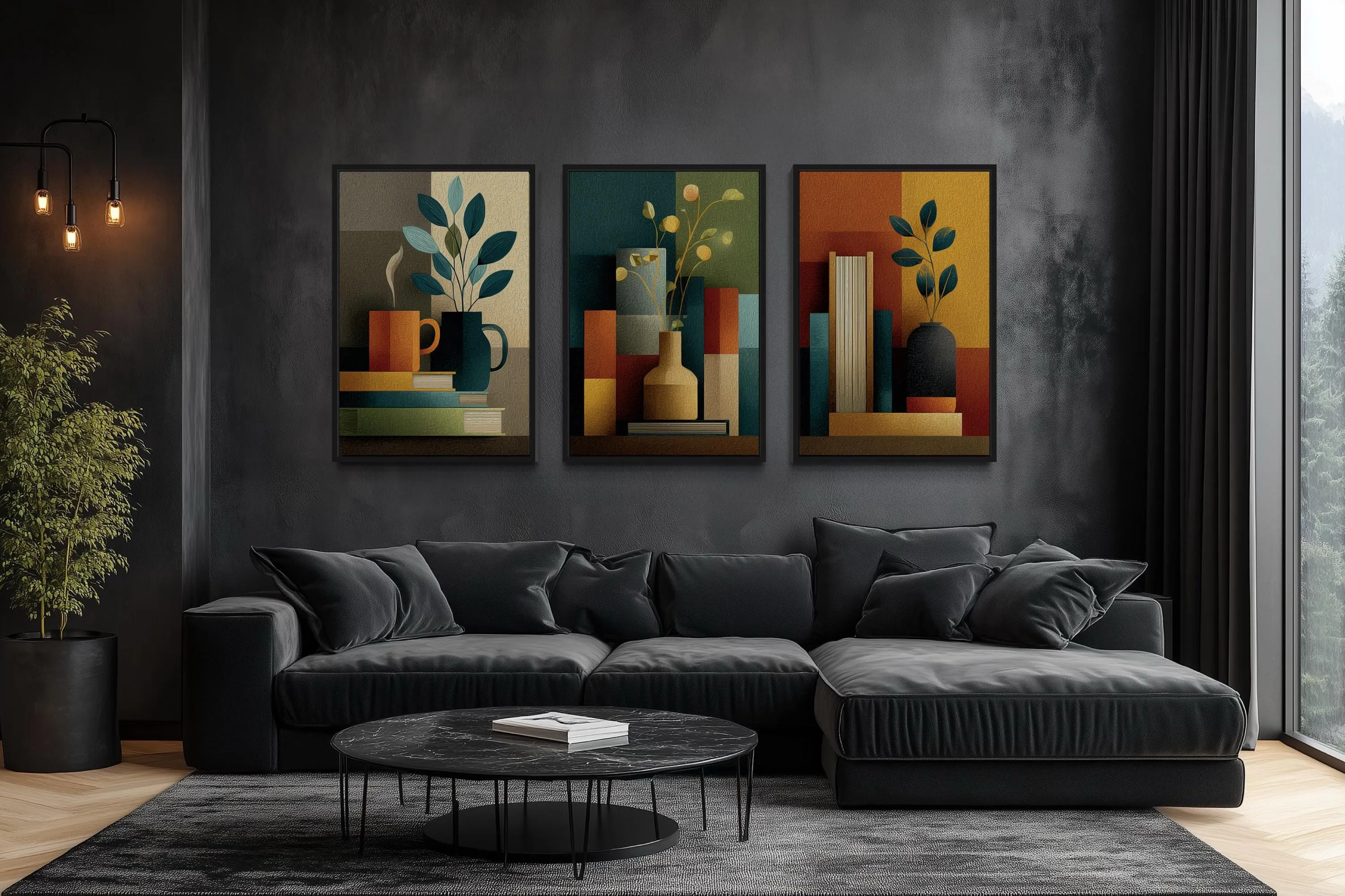 Set of 3 Mid Century Modern Library Wall Decor