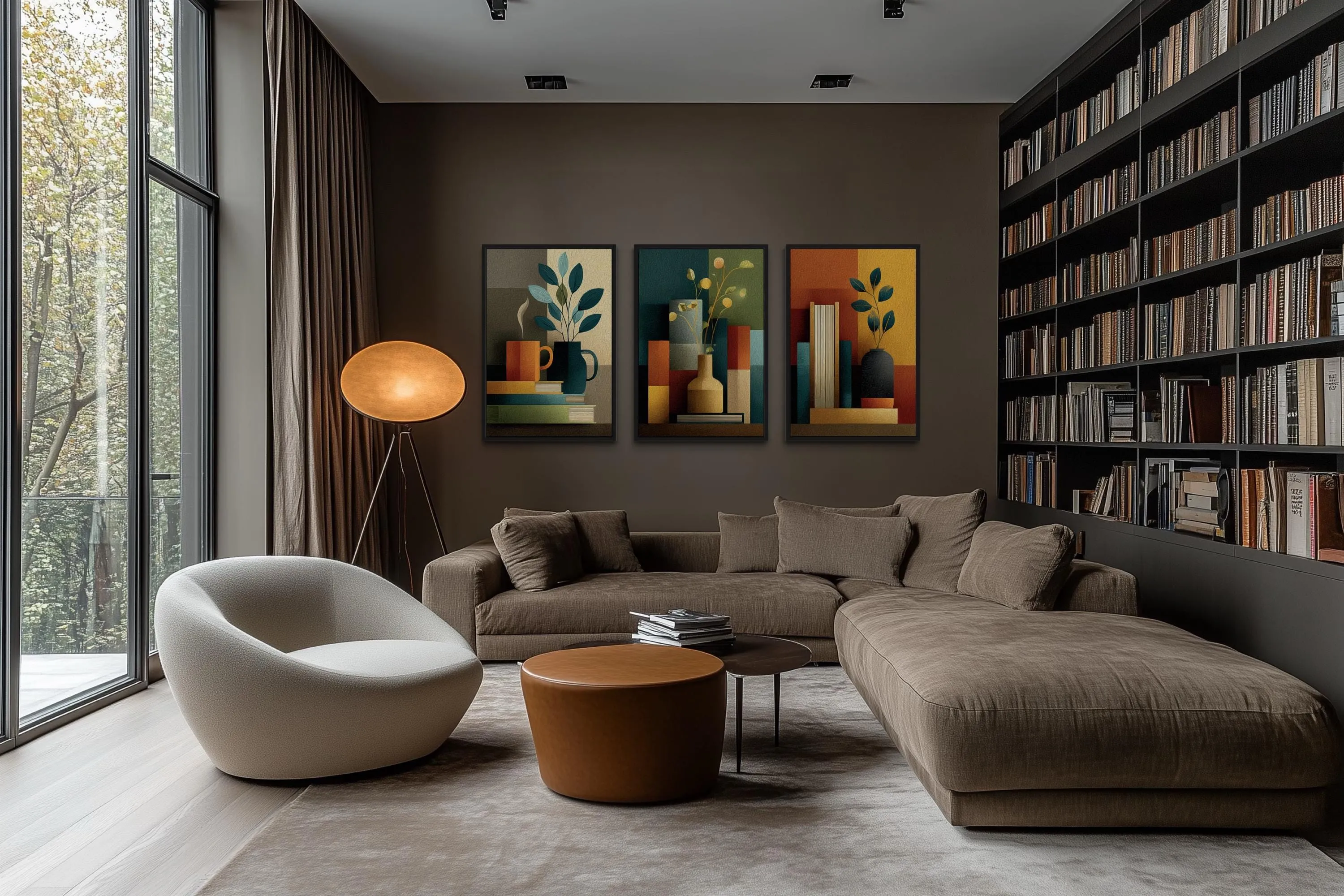 Set of 3 Mid Century Modern Library Wall Decor