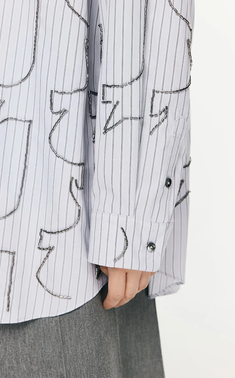Shirt/JNBY Plain Weave Nail Bead Oversize Long-sleeved Shirt