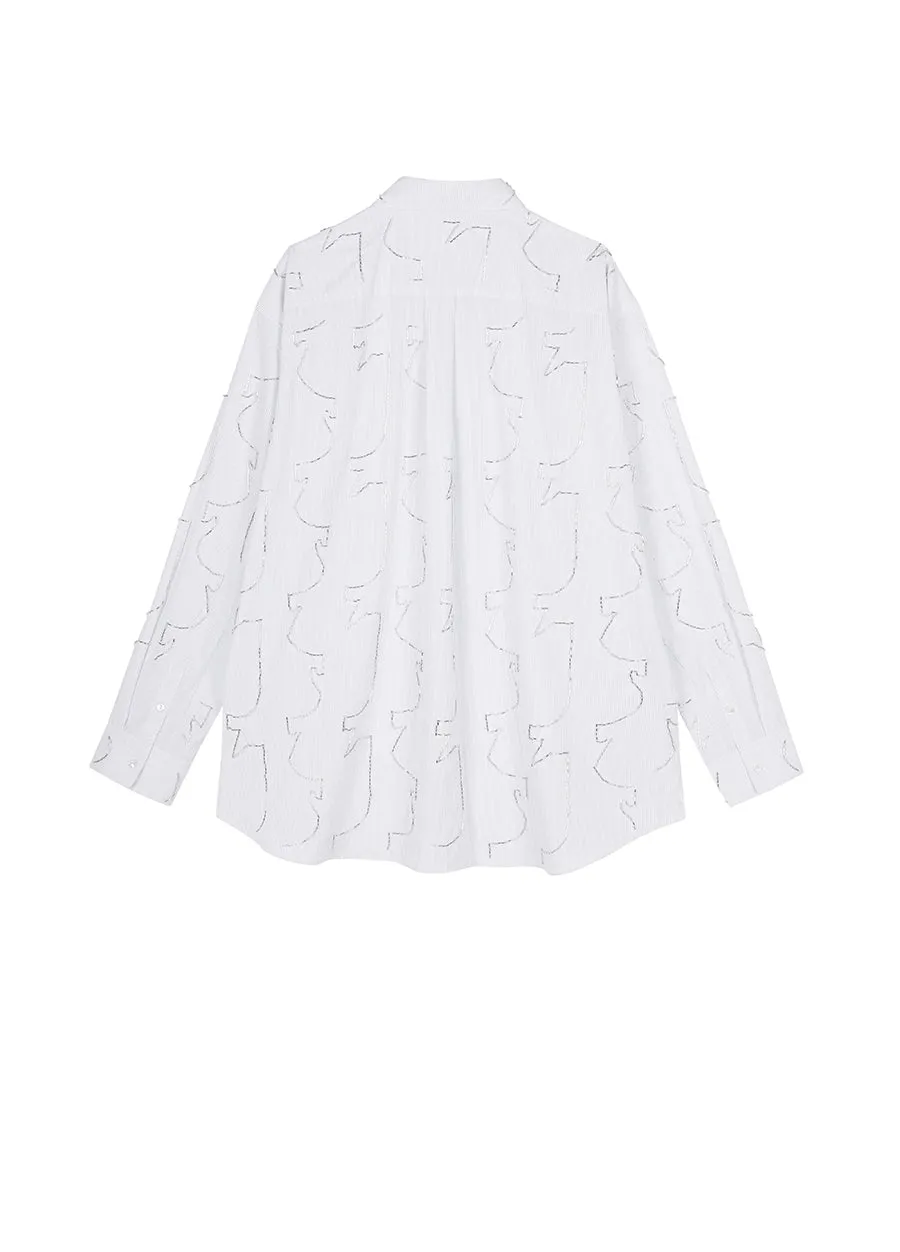 Shirt/JNBY Plain Weave Nail Bead Oversize Long-sleeved Shirt