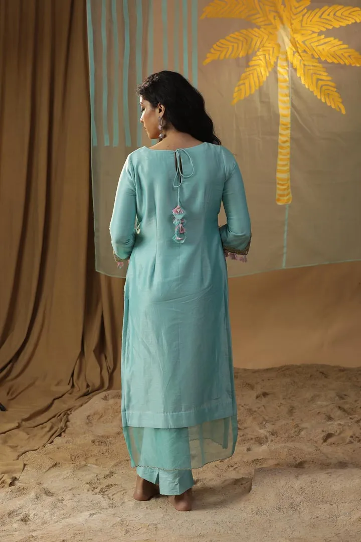 SKY BLUE CENTRE PALM TREE SUIT SET