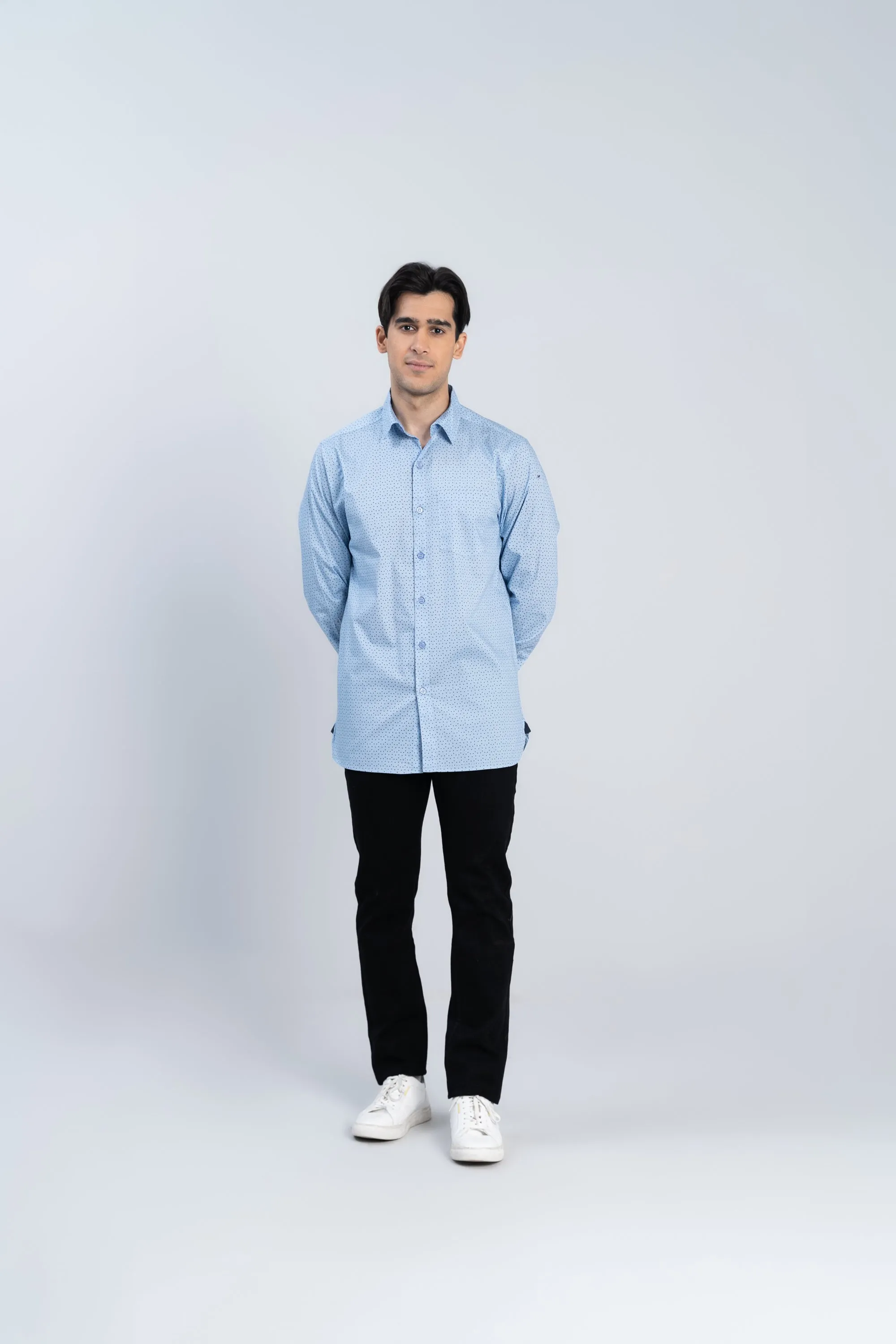 Sky Blue Digital Print Shirt