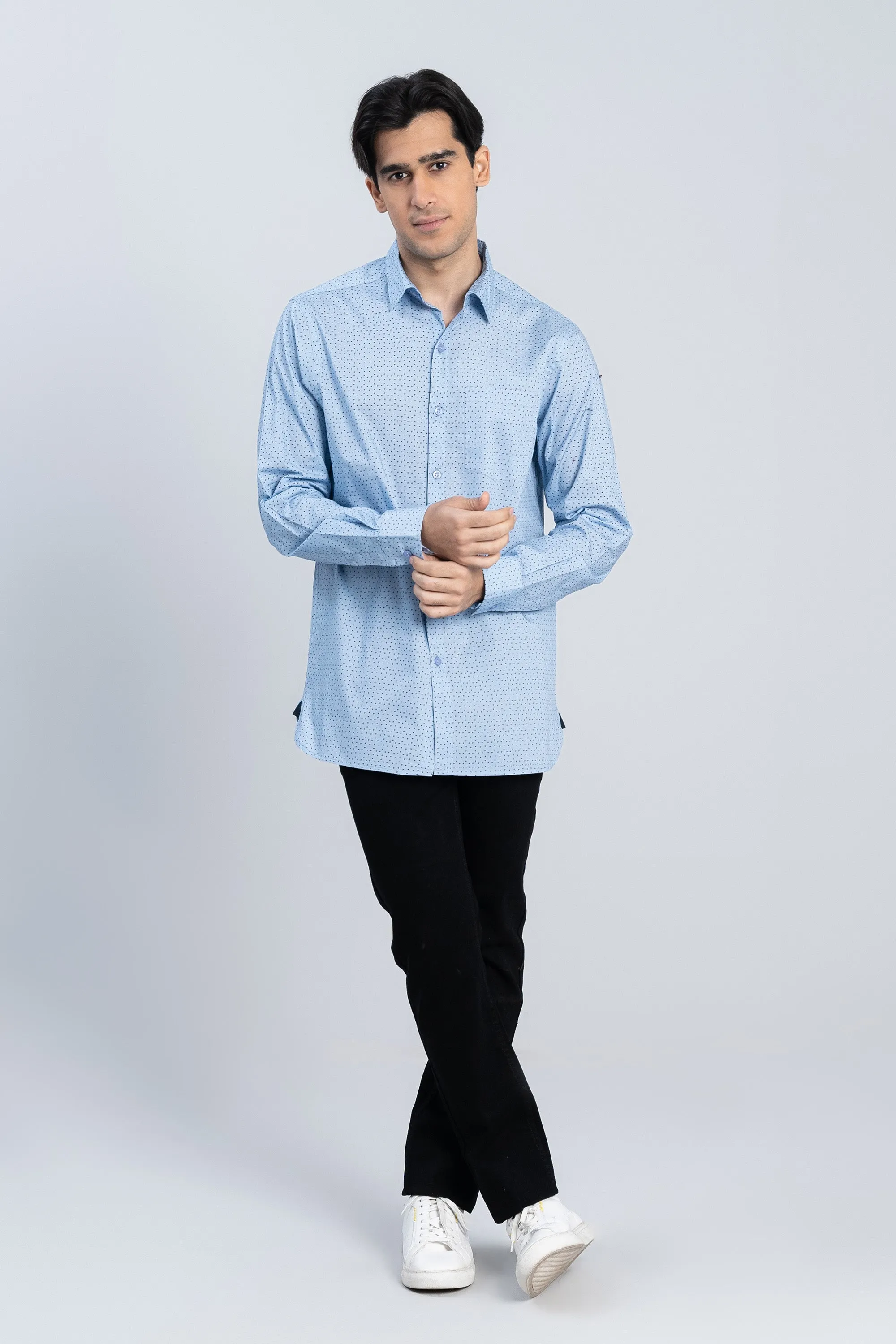 Sky Blue Digital Print Shirt
