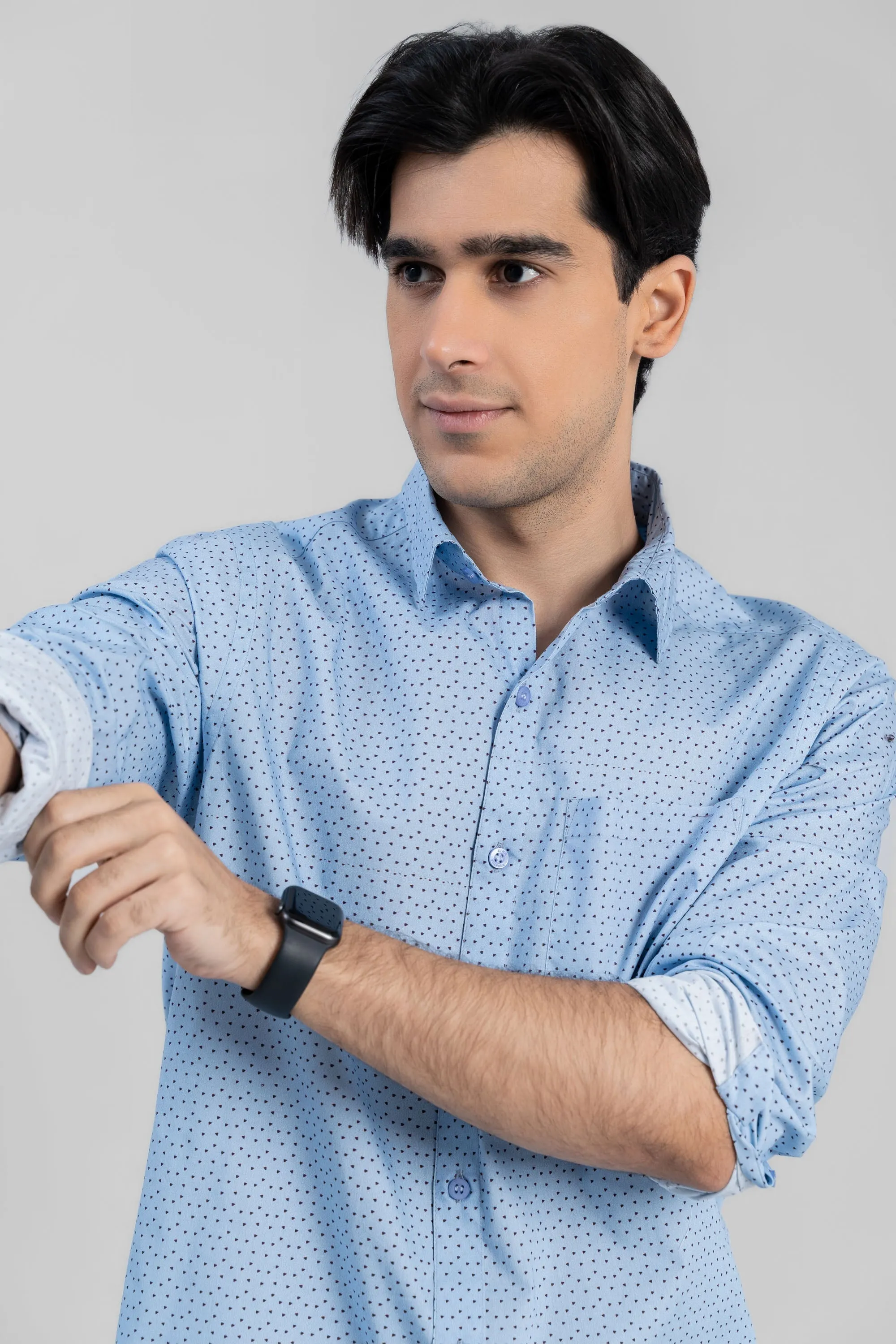 Sky Blue Digital Print Shirt