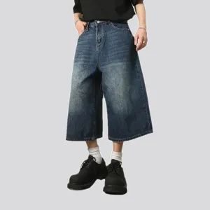Smooth creased look casual men's jeans shorts