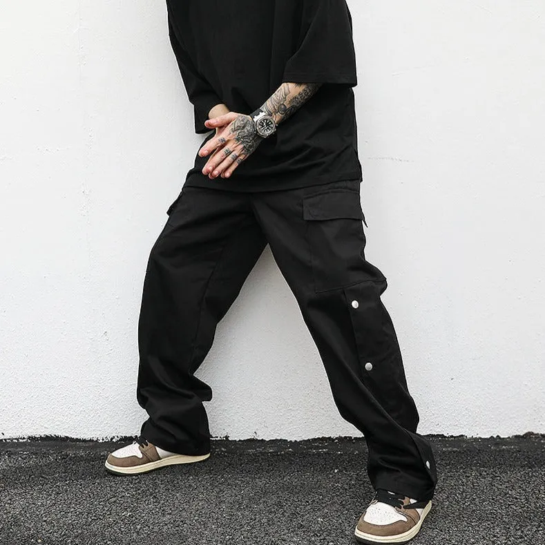Snap Black Cargo Pants x Streetwear Mens Black Cargo Pants