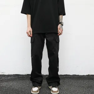 Snap Black Cargo Pants x Streetwear Mens Black Cargo Pants