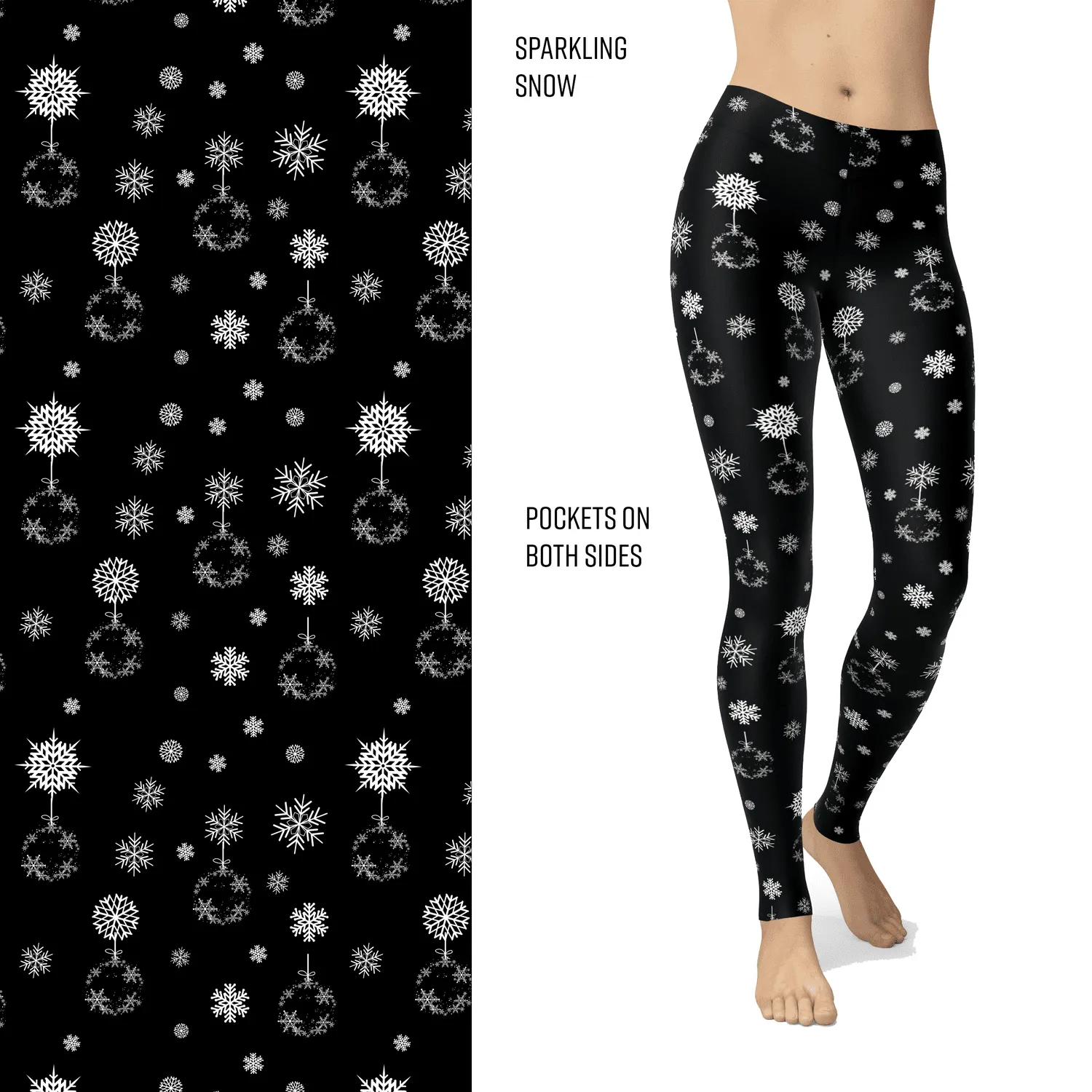 Sparkling Snow Leggings with White Flocking and Pockets