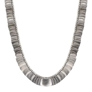 Sterling Silver Full Flattened Metal Necklace on Cord with Bead Closure