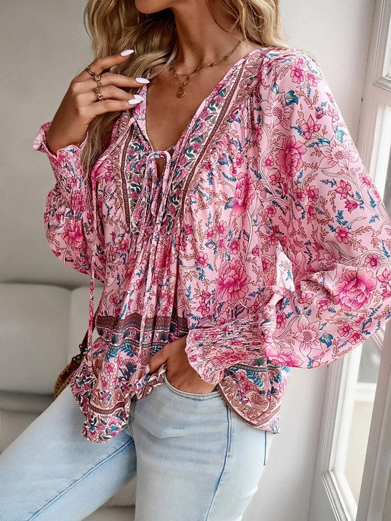 Stéphanie | Boho Floral Blouse