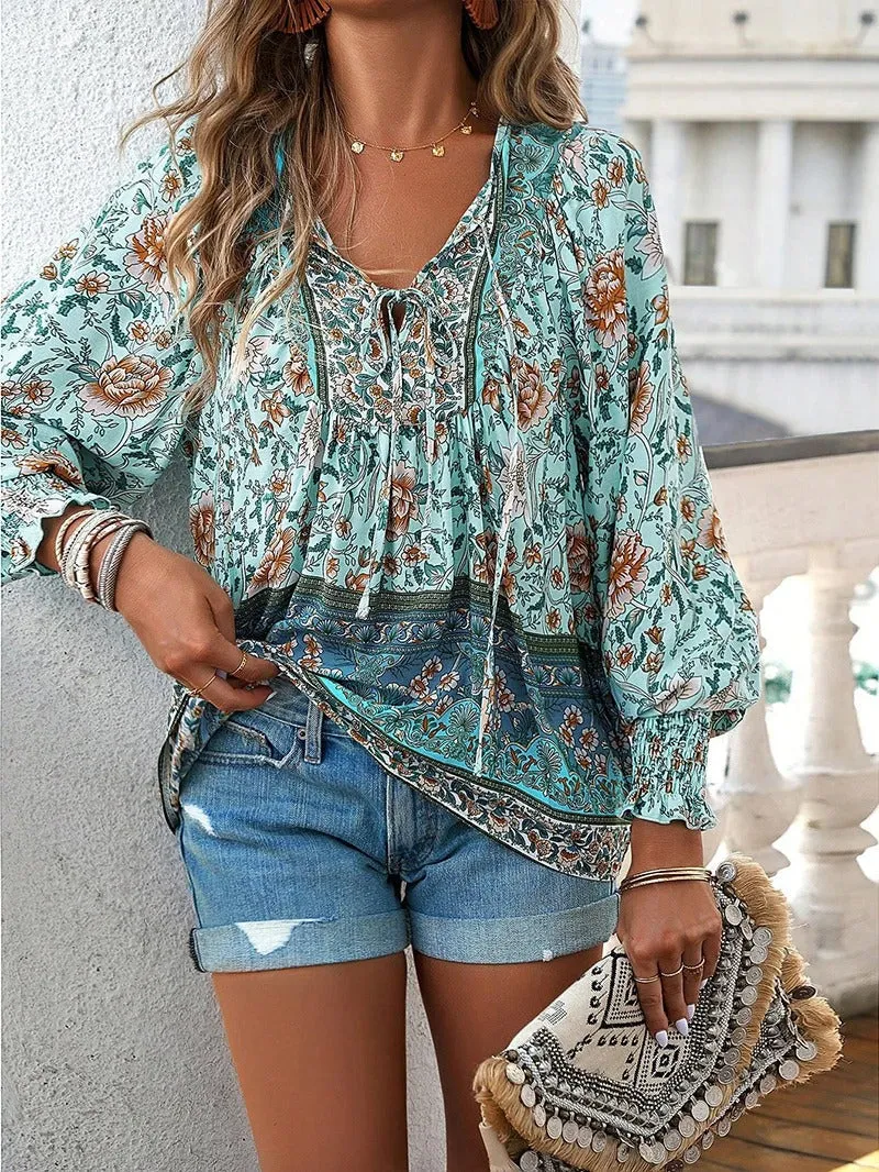 Stéphanie | Boho Floral Blouse