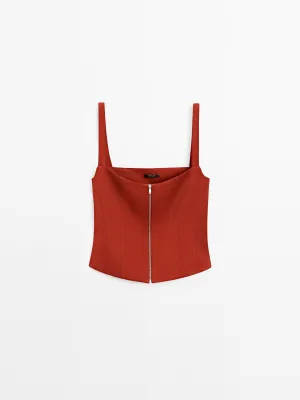 Strappy corset top with zip