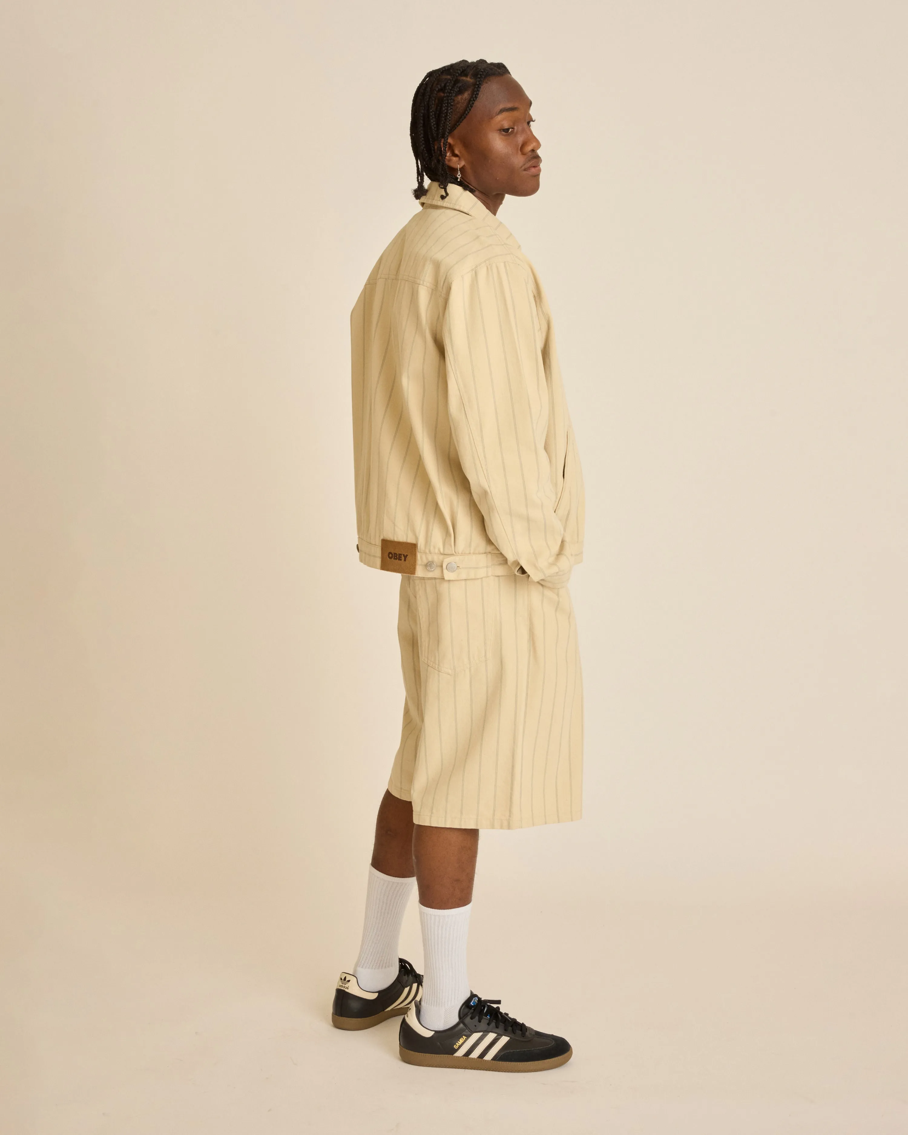 STRIPE BAGGY DENIM SHORT