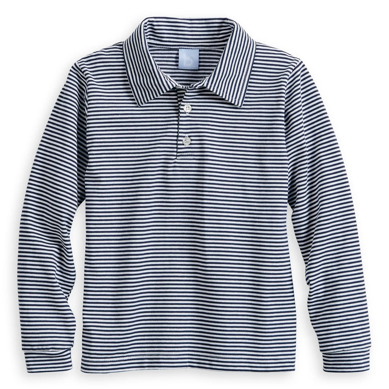 Striped Polo Tee -- Navy/White Thin Stripe