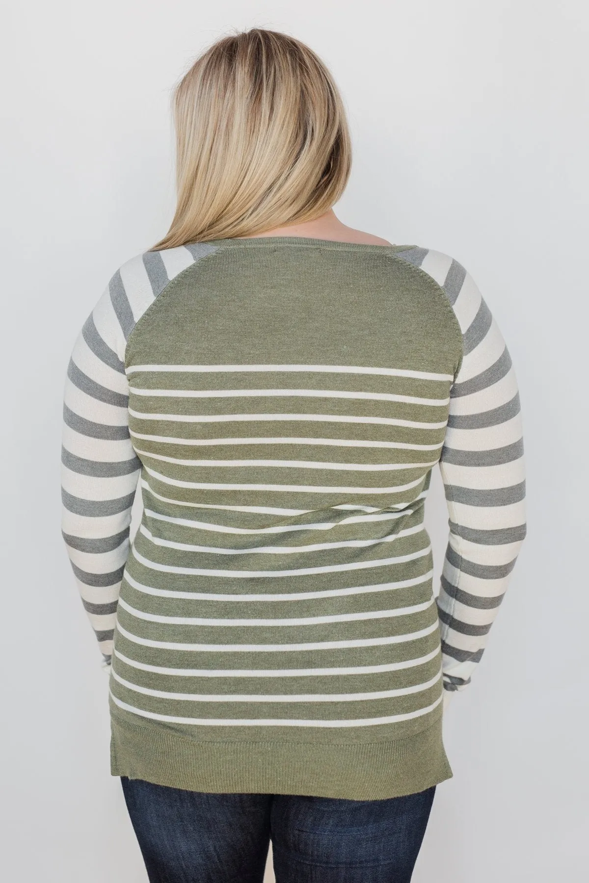 Stuck on You Striped Sweater- Ivory & Olive