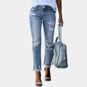 Stylish Romilly women's jeans featuring a trendy ripped look