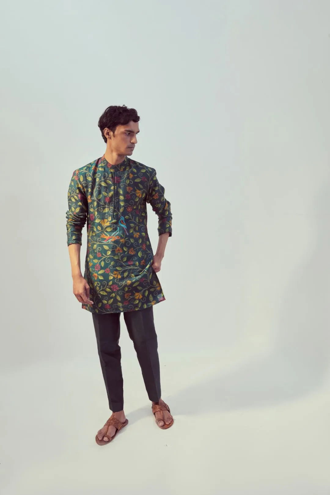 Teal Kurta Set For Men
