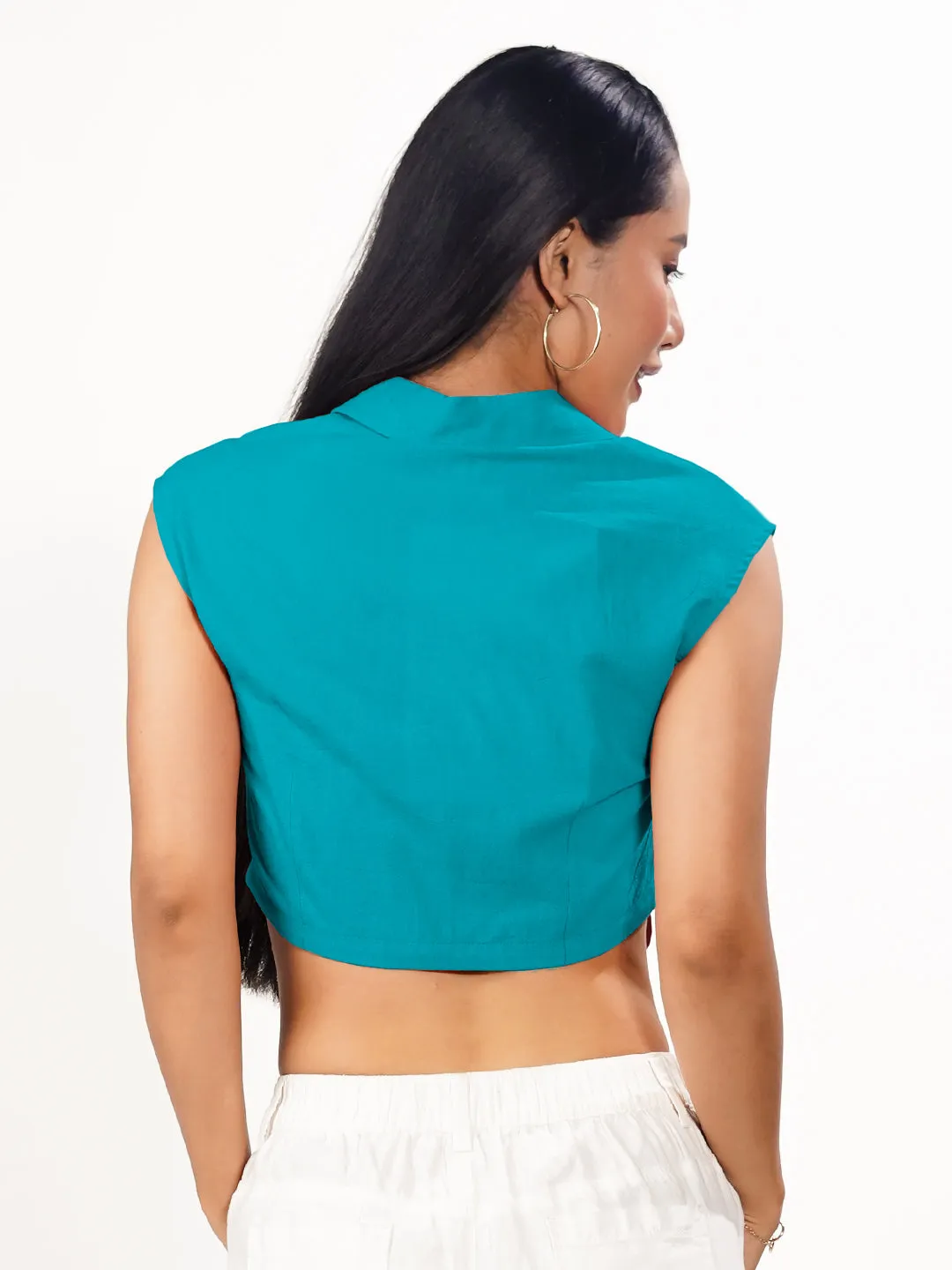 Teal Solid Collared Shirt