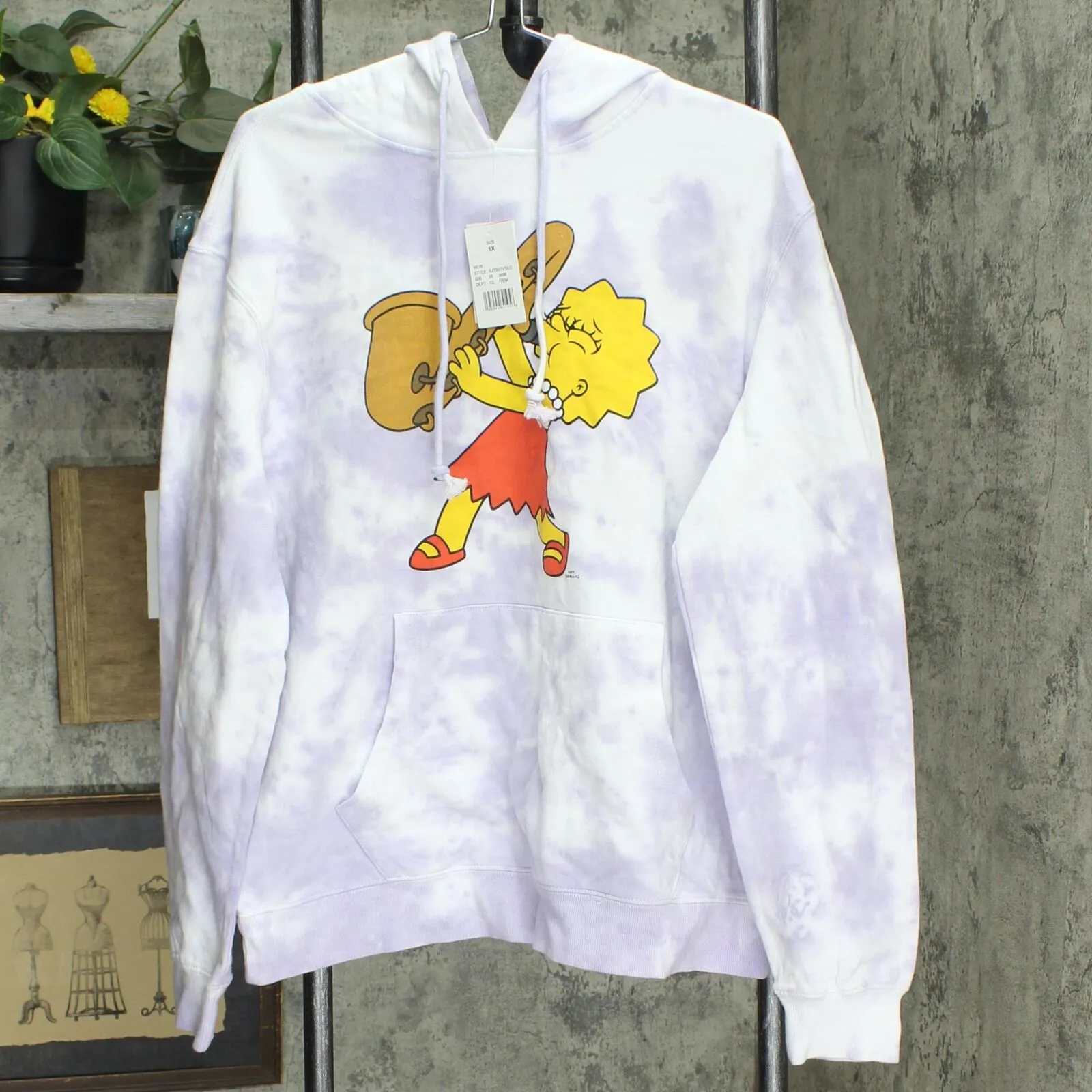 The Simpsons Women's Lisa Simpson Plus Size Saxophone Hooded Graphic Sweatshirt