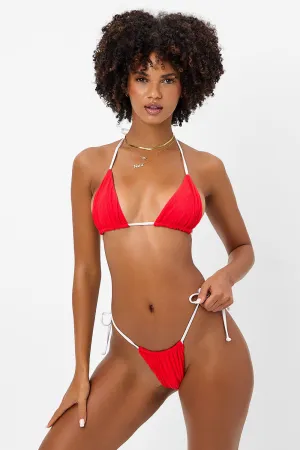Tia Textured Triangle Bikini Top - Flame