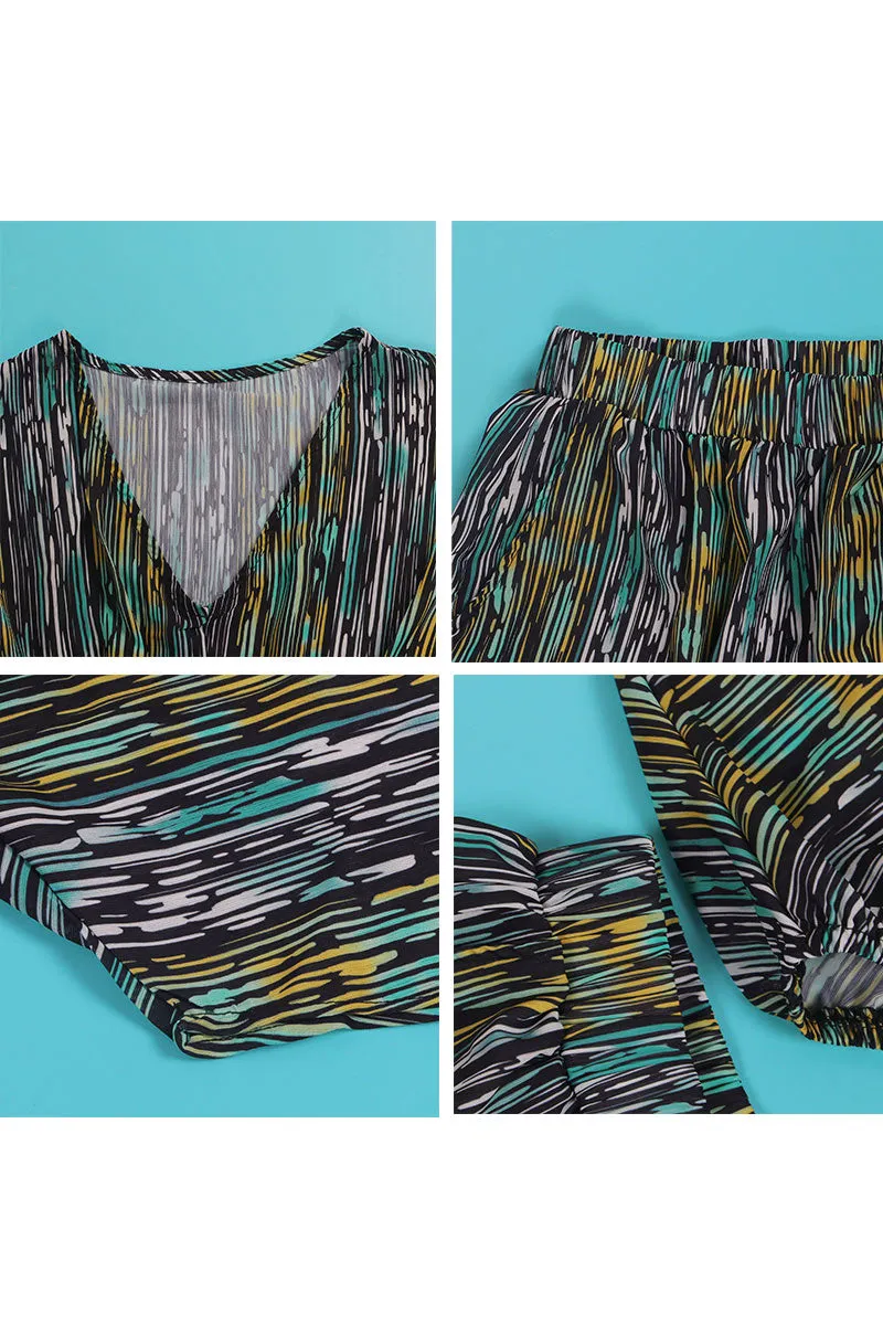 UJ607 Graphic Crop Top and Pants Set
