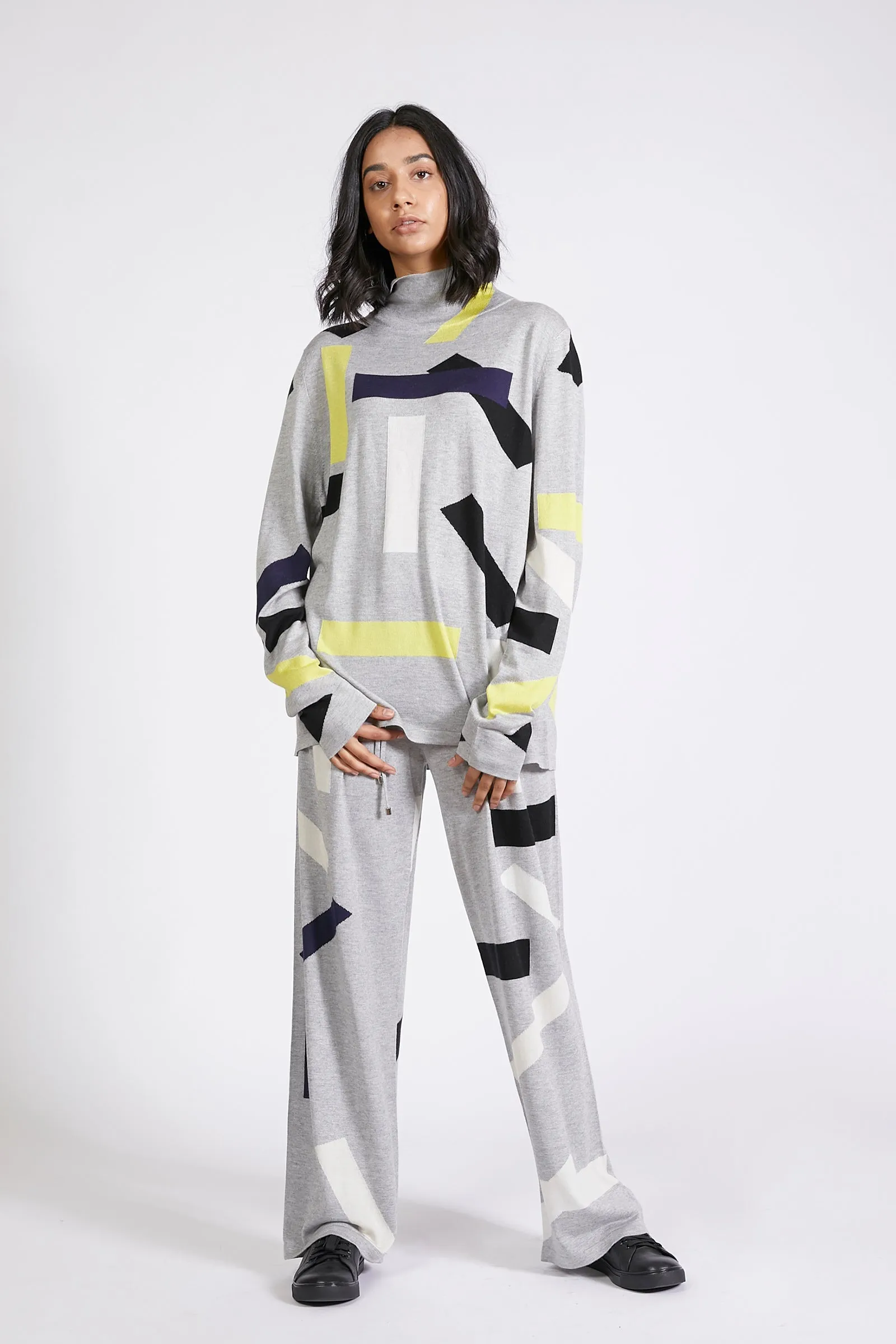 Unisex Cashmere Block Trousers Grey