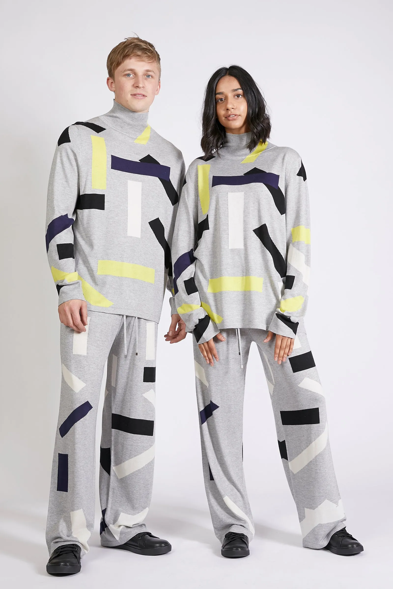 Unisex Cashmere Block Trousers Grey