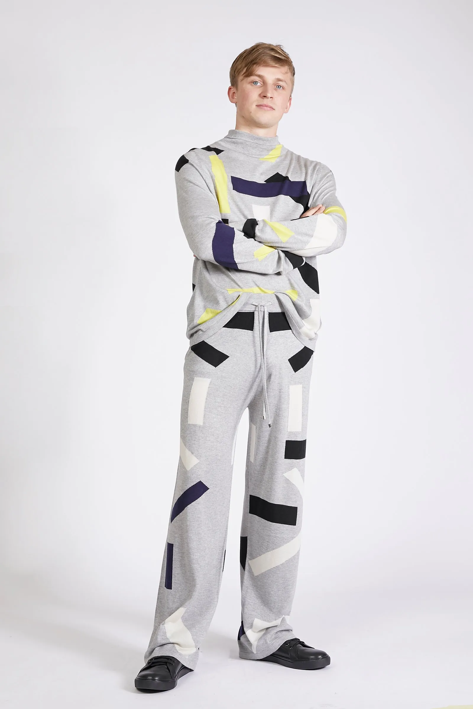 Unisex Cashmere Block Trousers Grey