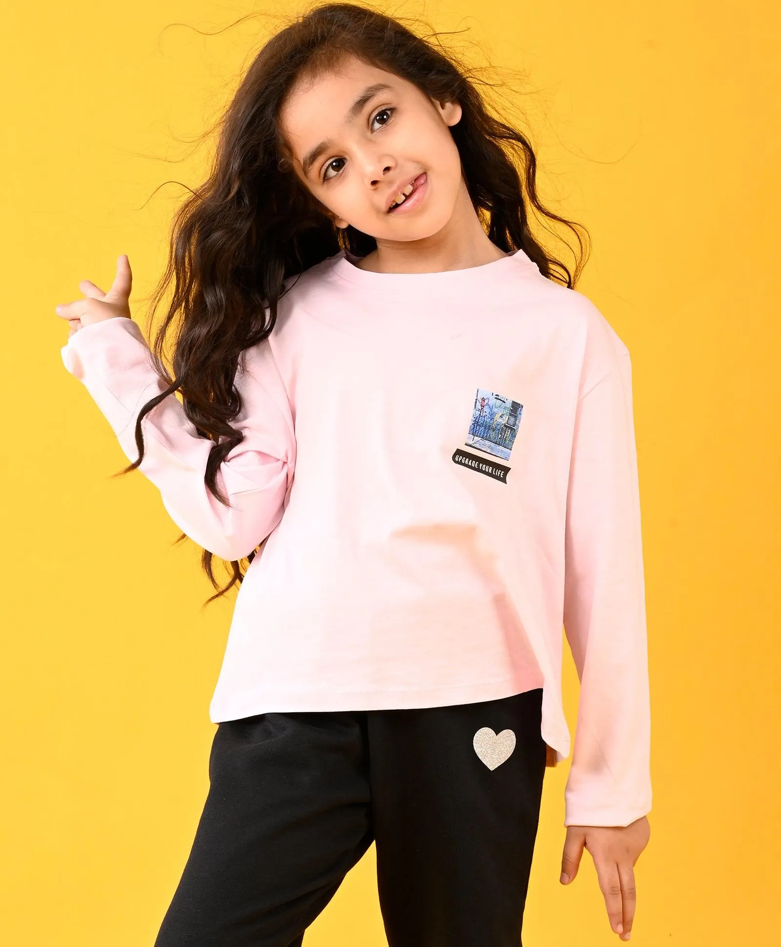 UPGRADE YOUR LIFE PINK LONG SLEEVES T-SHIRT - PINK