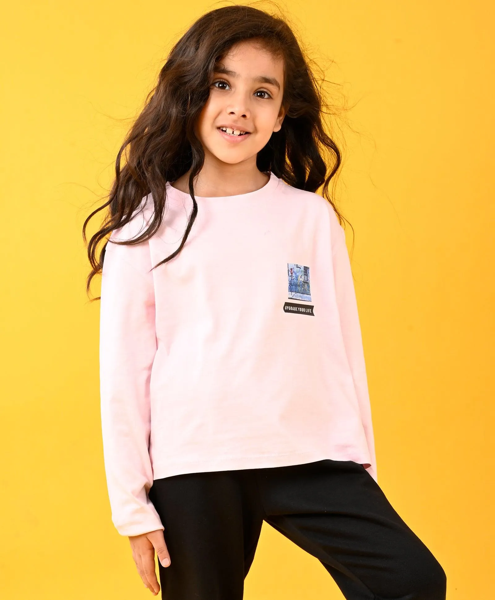 UPGRADE YOUR LIFE PINK LONG SLEEVES T-SHIRT - PINK