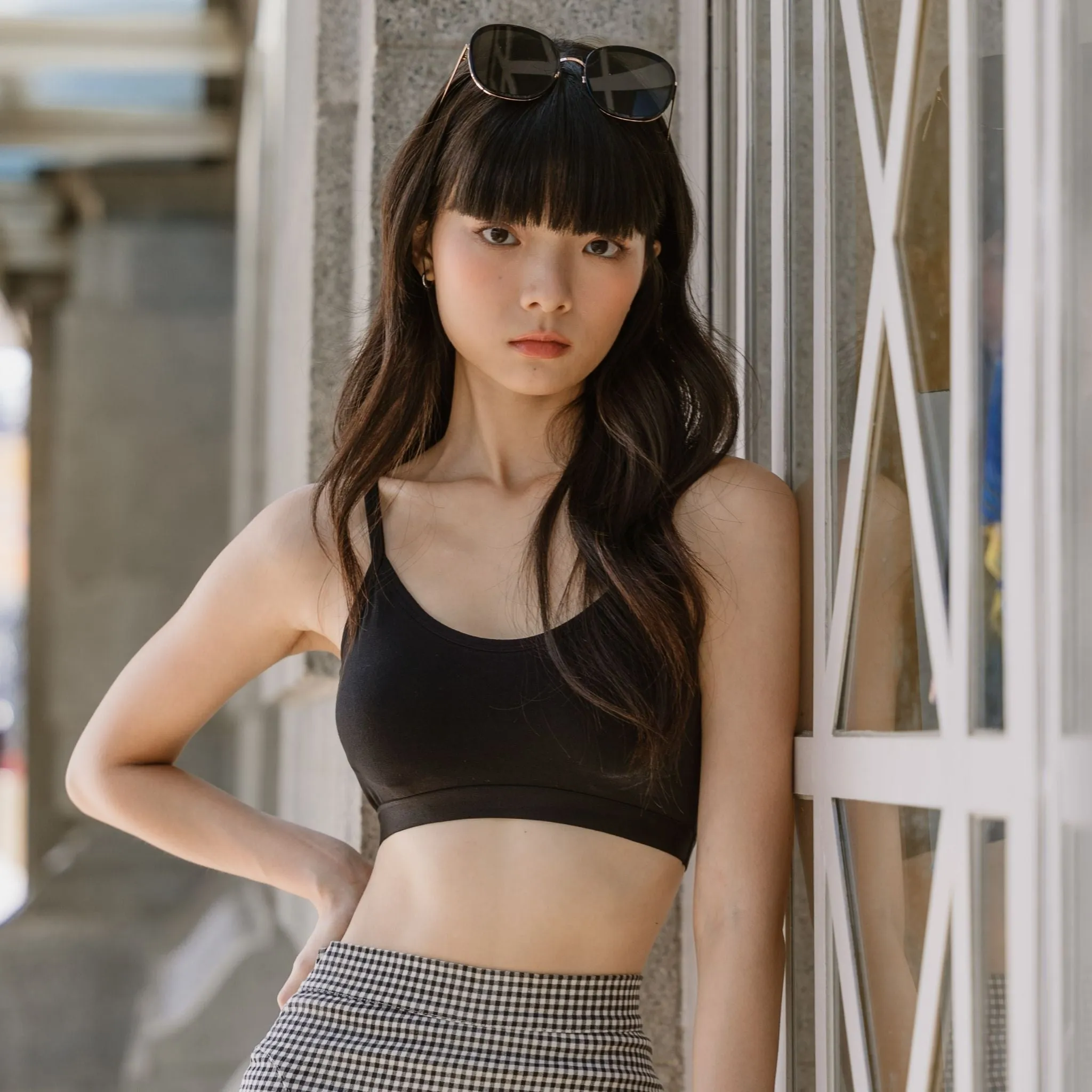 Urban Edge! Mini-Crop Sweetheart Bra Top (Solid Cotton) in Black