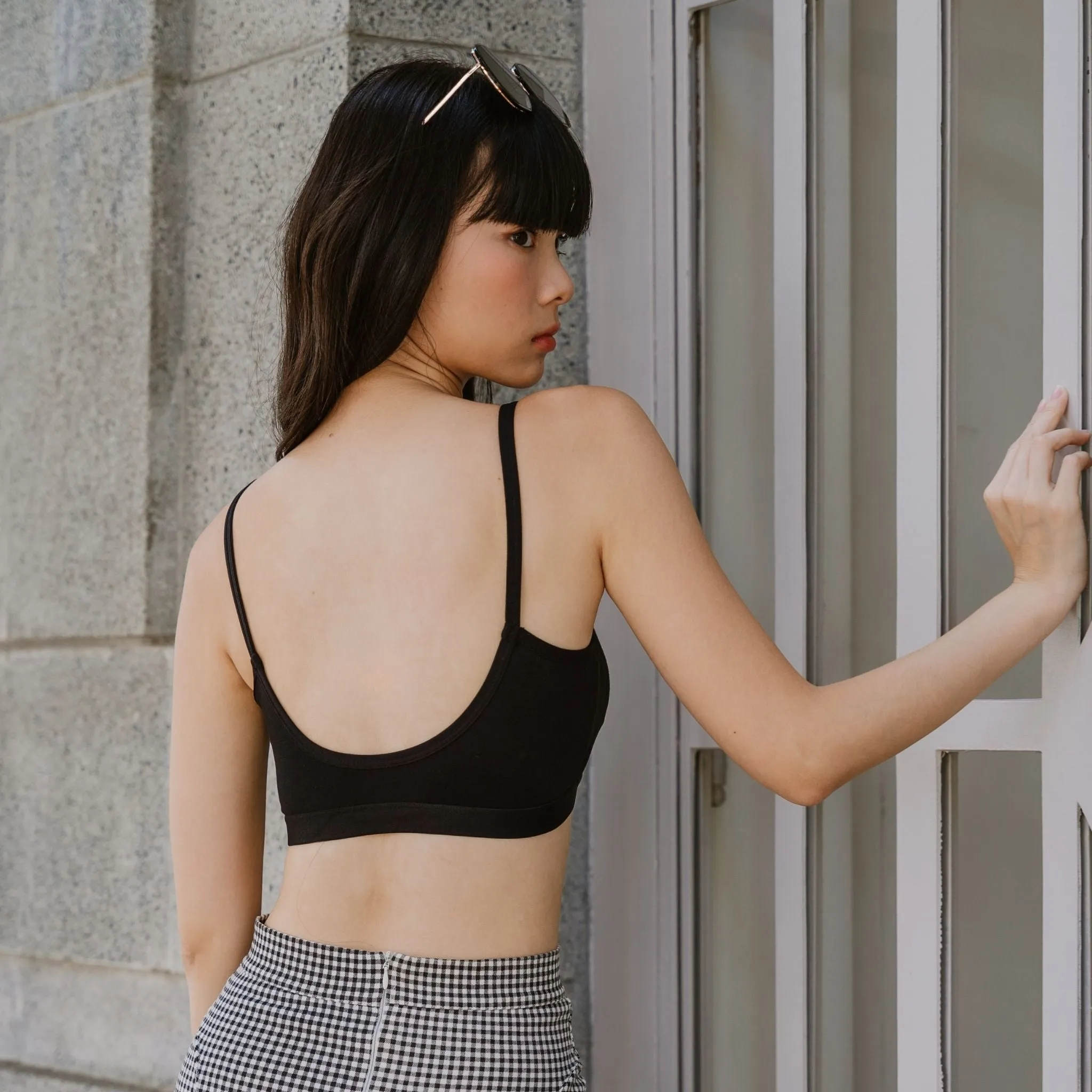 Urban Edge! Mini-Crop Sweetheart Bra Top (Solid Cotton) in Black