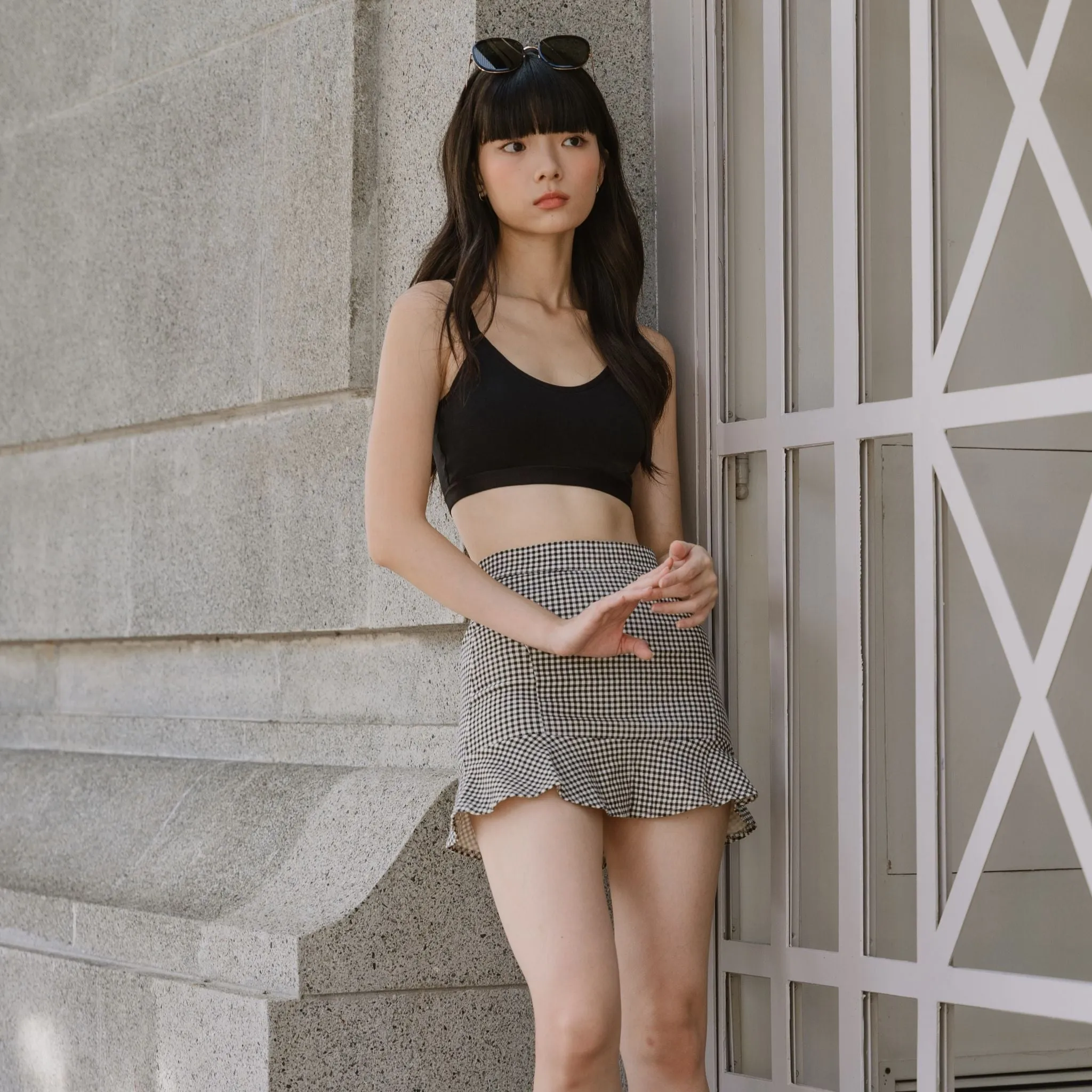 Urban Edge! Mini-Crop Sweetheart Bra Top (Solid Cotton) in Black