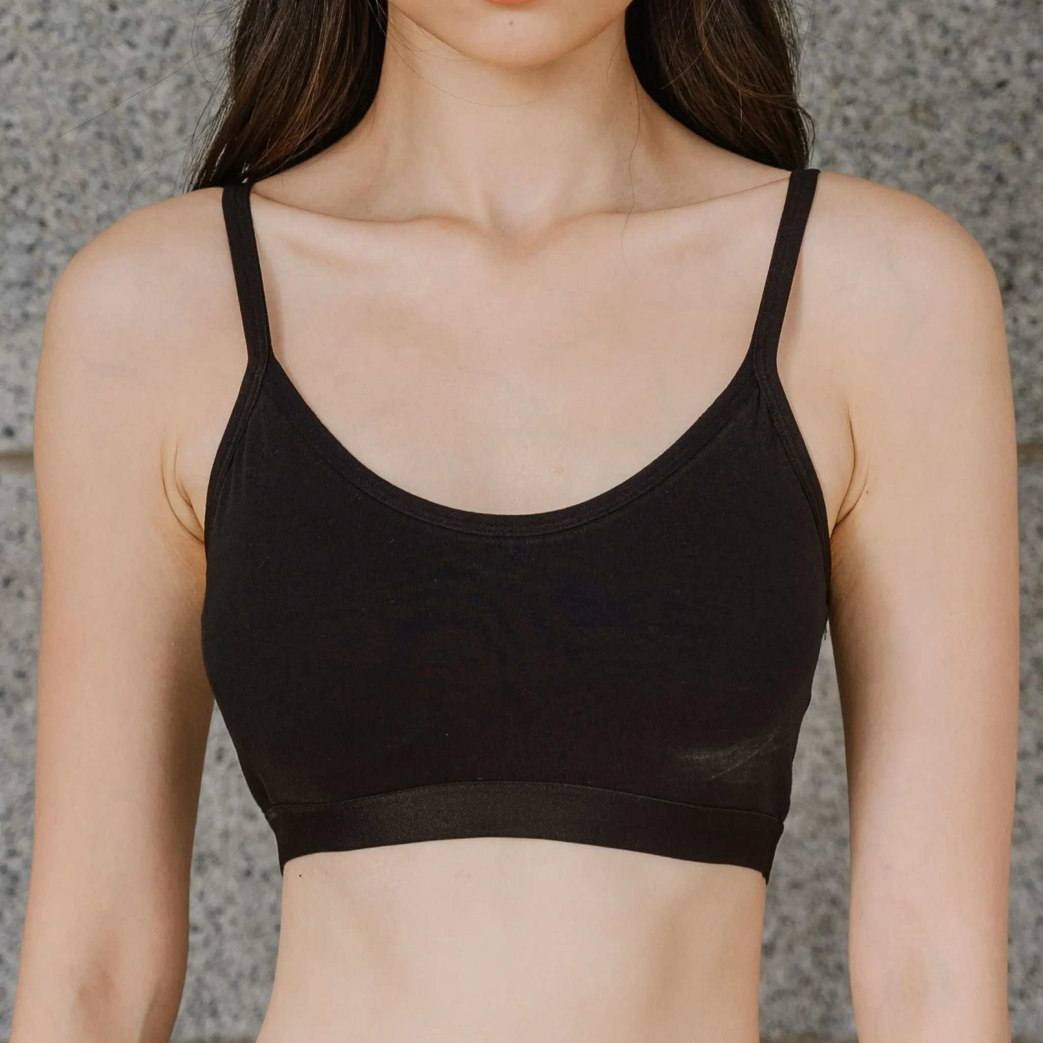 Urban Edge! Mini-Crop Sweetheart Bra Top (Solid Cotton) in Black