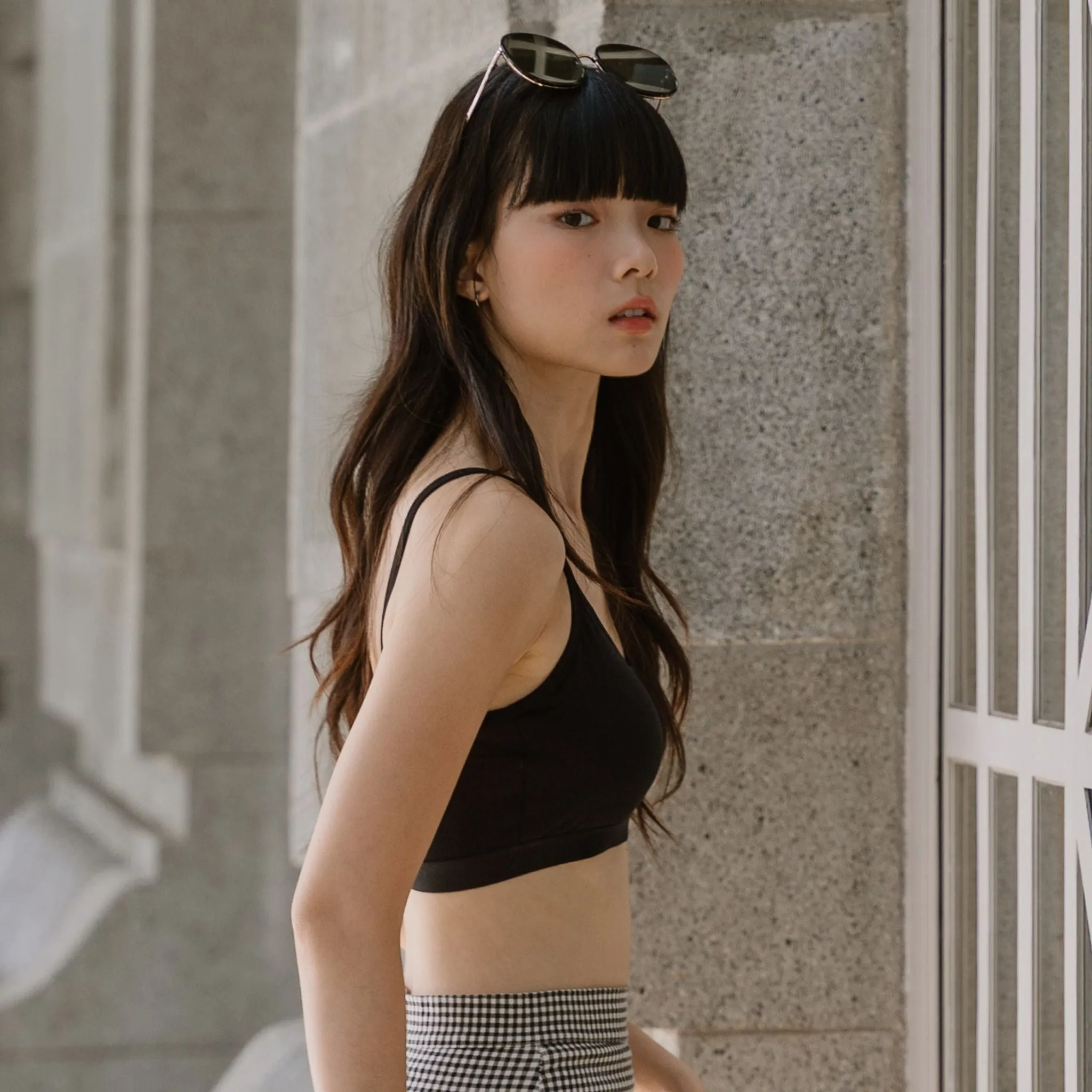 Urban Edge! Mini-Crop Sweetheart Bra Top (Solid Cotton) in Black