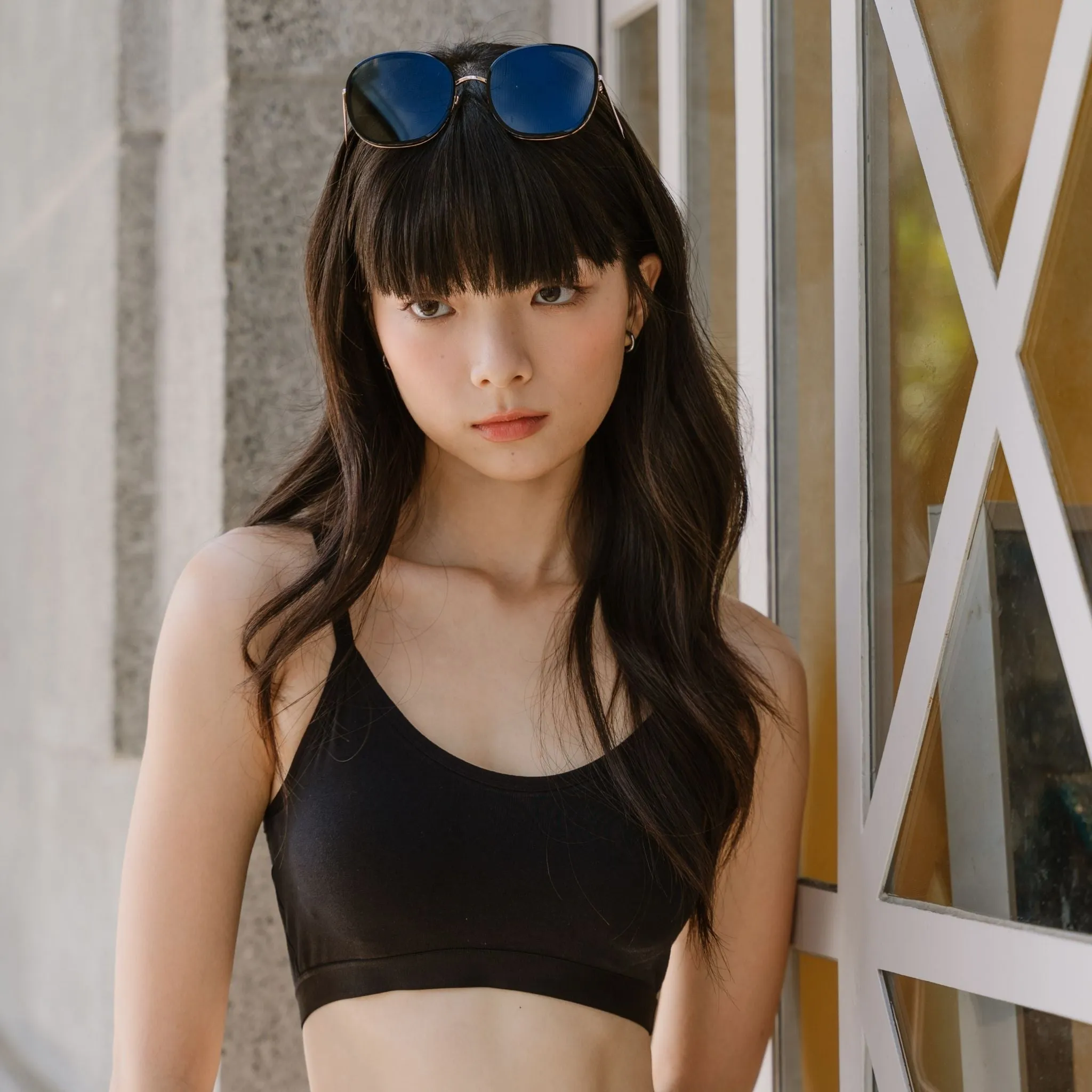 Urban Edge! Mini-Crop Sweetheart Bra Top (Solid Cotton) in Black