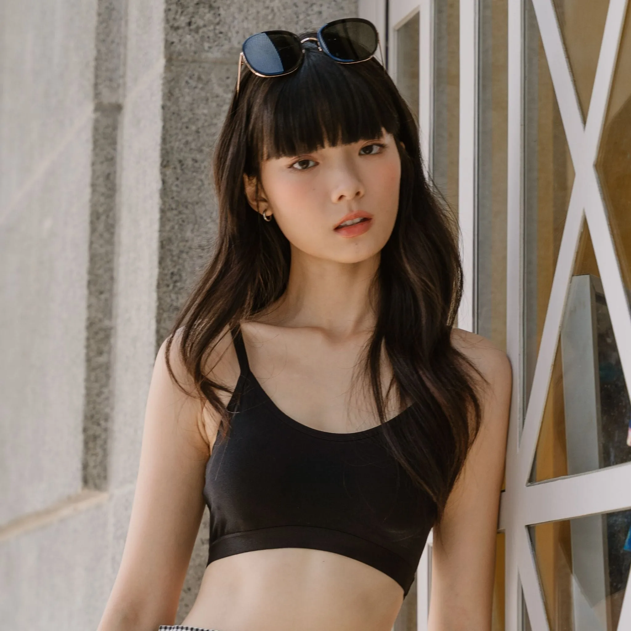 Urban Edge! Mini-Crop Sweetheart Bra Top (Solid Cotton) in Black