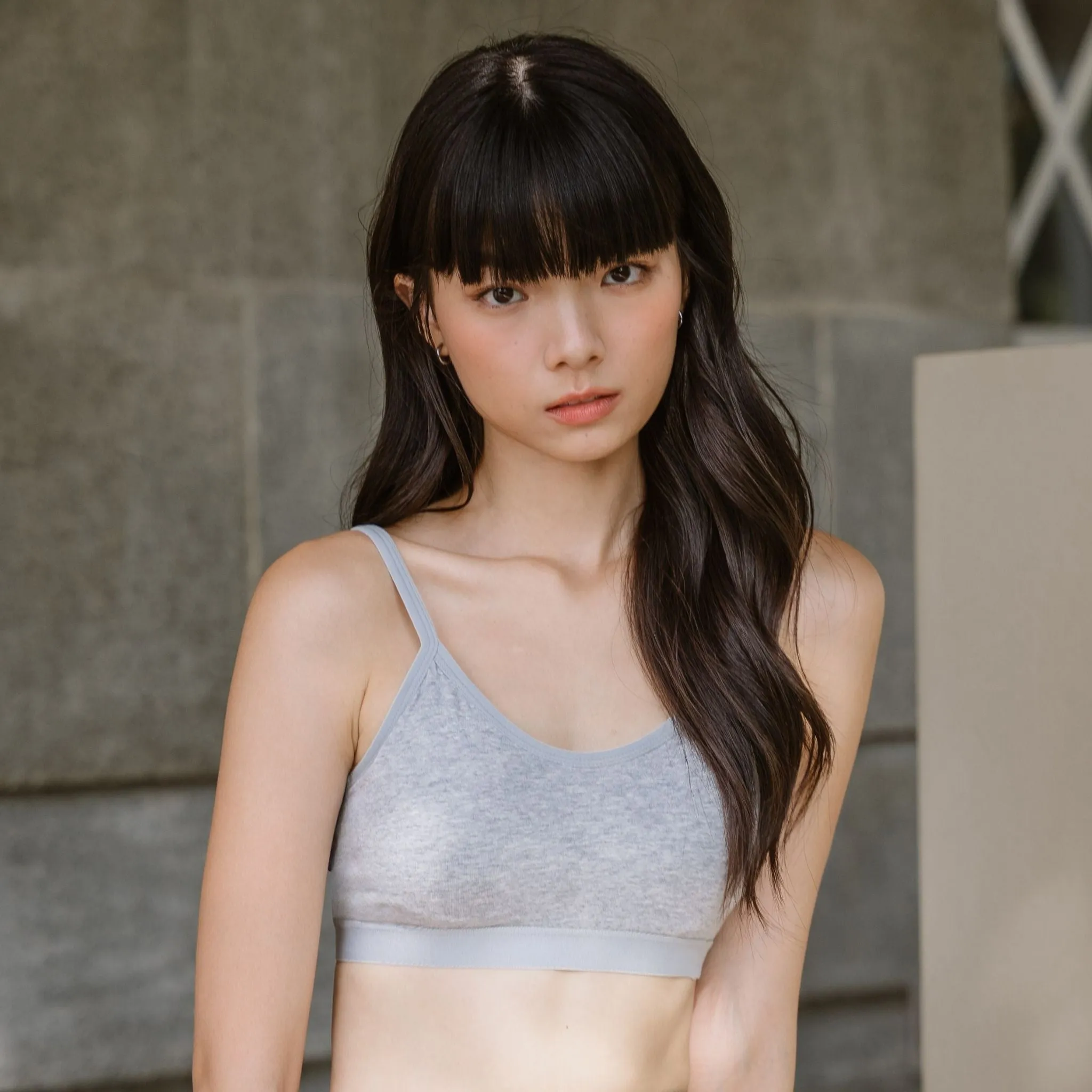Urban Edge! Mini-Crop Sweetheart Bra Top (Solid Cotton) in Creme Grey