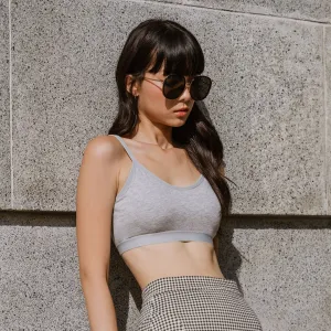 Urban Edge! Mini-Crop Sweetheart Bra Top (Solid Cotton) in Creme Grey