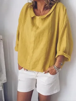 Valentina - Women's plain shirt with small lapels