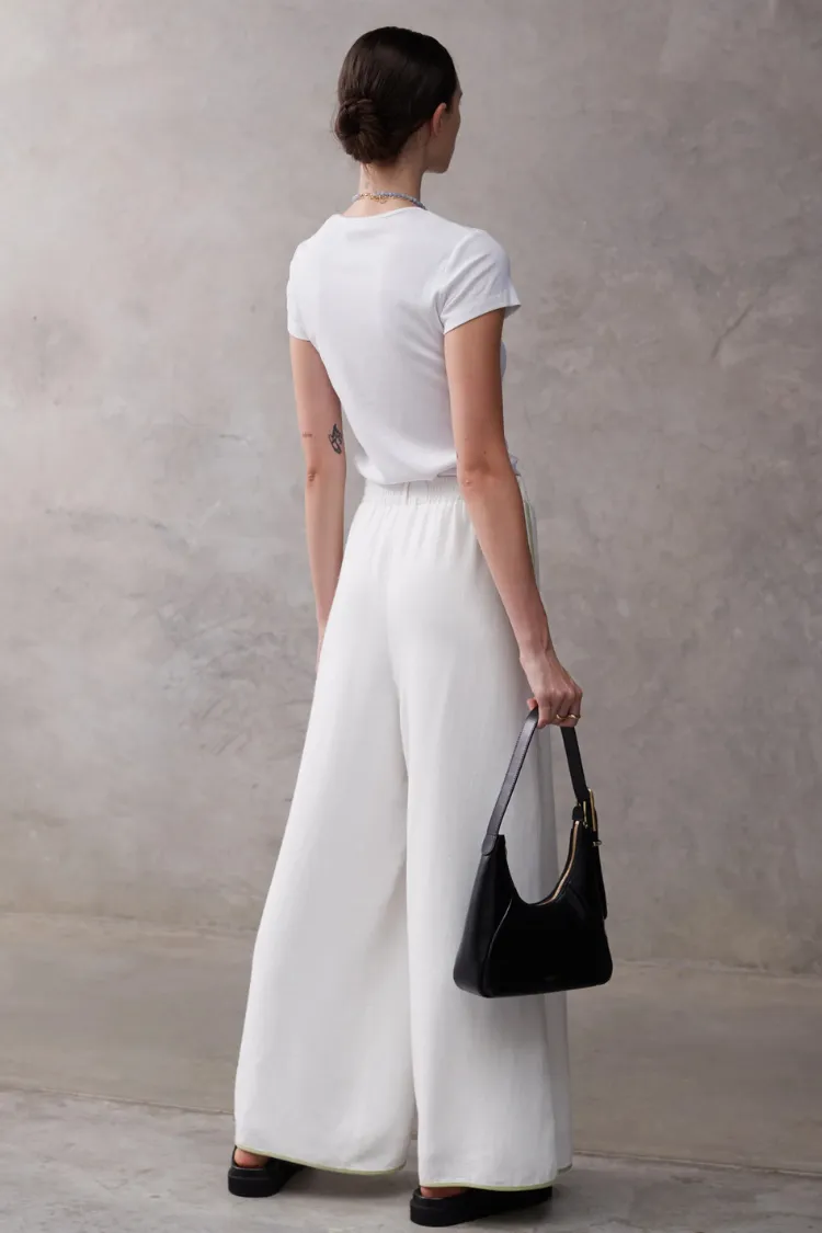 Vera Contrast Piping Panels A-line Tank and Elastic Waist Pocketed Wide Leg Pants Set