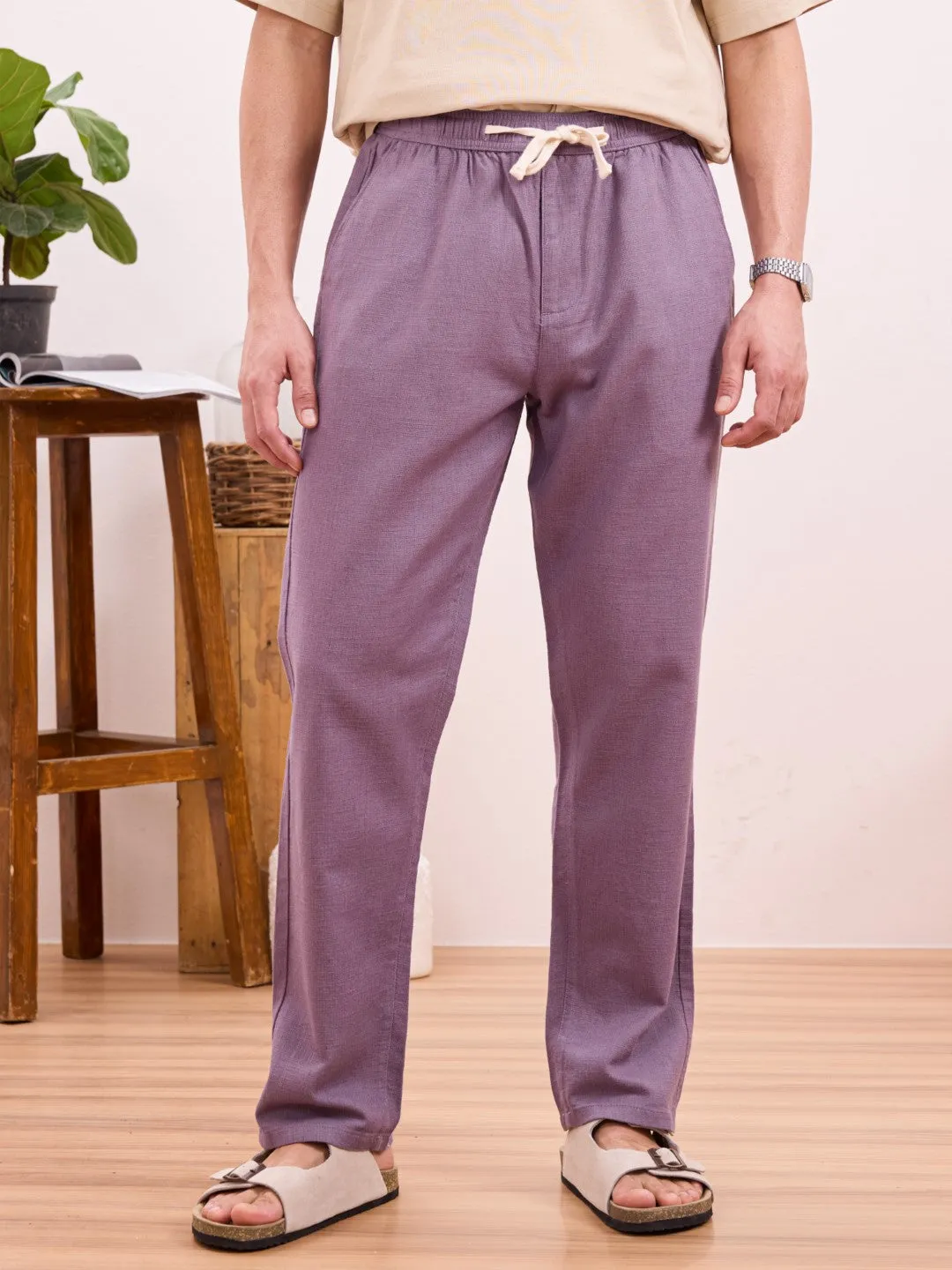 Violet Plain Relaxed Fit Pant