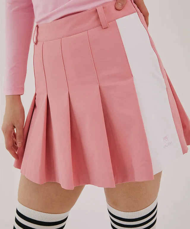 [Warehouse Sale] Haley Golf Wear Women Color Pleated Skirt Pink