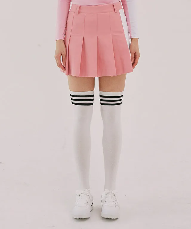[Warehouse Sale] Haley Golf Wear Women Color Pleated Skirt Pink