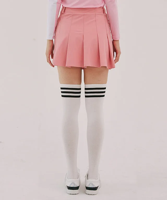 [Warehouse Sale] Haley Golf Wear Women Color Pleated Skirt Pink