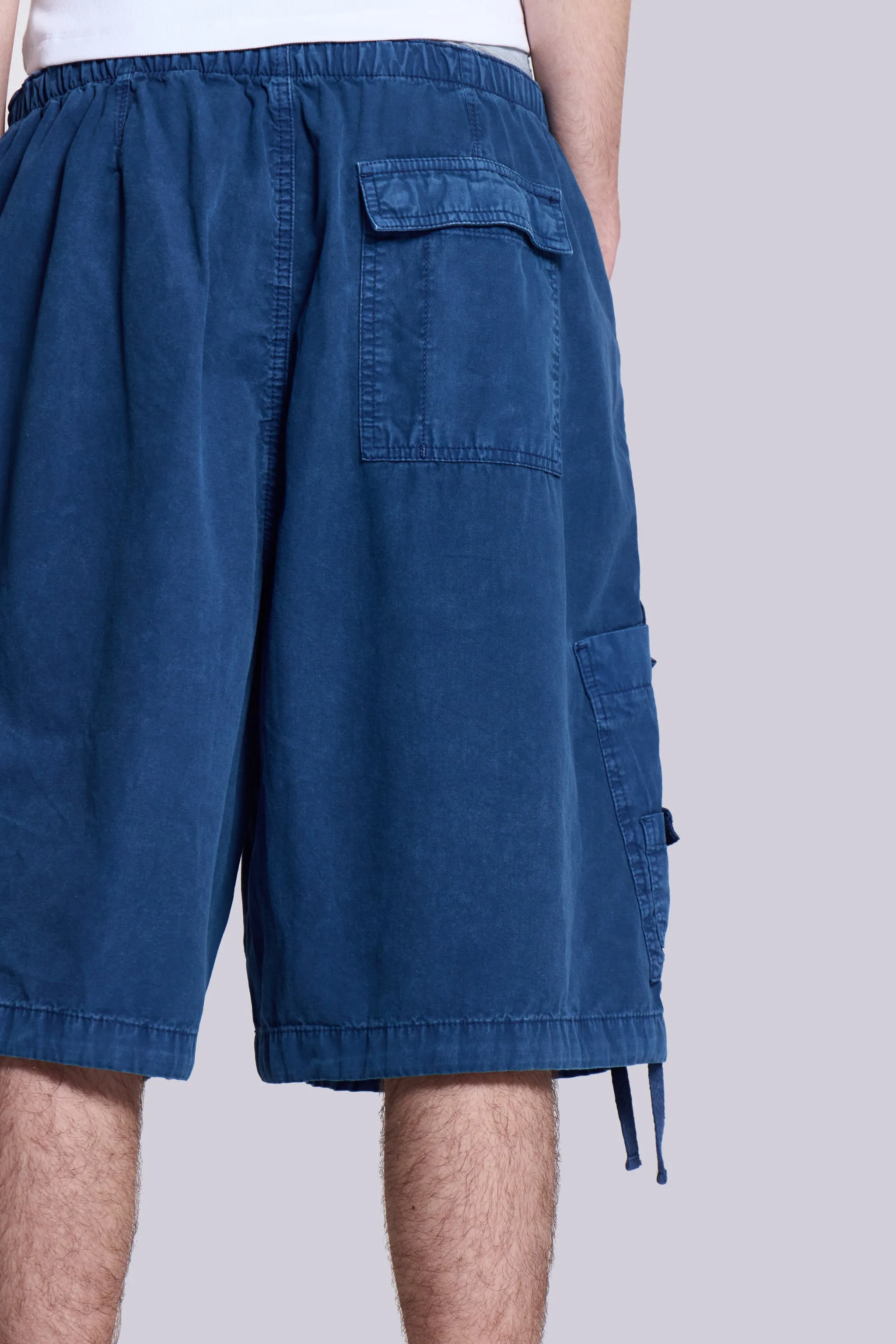 Washed Navy Parachute Baggy Shorts